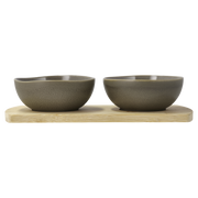 Bamboo tray with 2 bowls Shoku 28,5 x 13 cm Warm Brown