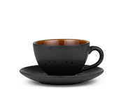 Cup w saucer 24cl black/amber