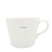 Keith Brymer Jones Word Range Medium Ceramic White Mug - wifey (lilac) - 350ml