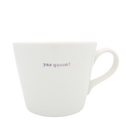 Keith Brymer Jones Word Range Medium Ceramic White Mug - yas queen! (lilac) - 350ml