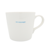 Keith Brymer Jones Christmas Word Range Large Ceramic White Mug - mr scrooge (blue) - 500ml