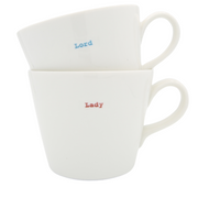 Bucket Mug Medium Pair - 350ml - Lord (Blue) & Lady (Red)