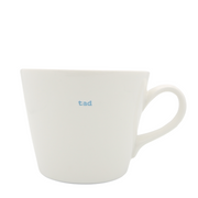 Keith Brymer Jones Word Range Medium Ceramic White Mug - tad (blue) - 350ml