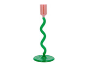 Glass candlestick Vivid 8.5 x 19.6 cm Green/Rose